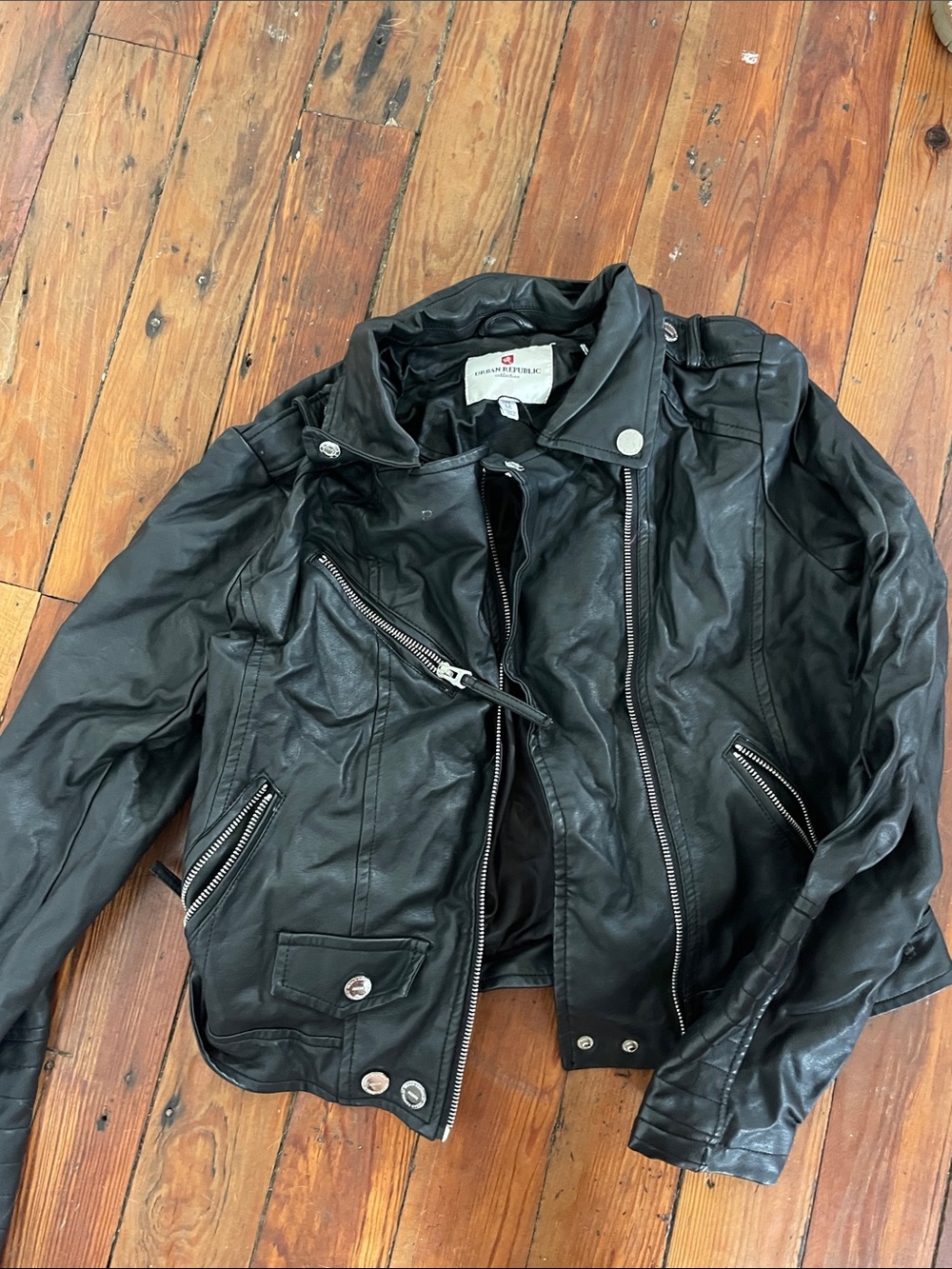 Urban Republic Black Leather Moto Biker Jacket